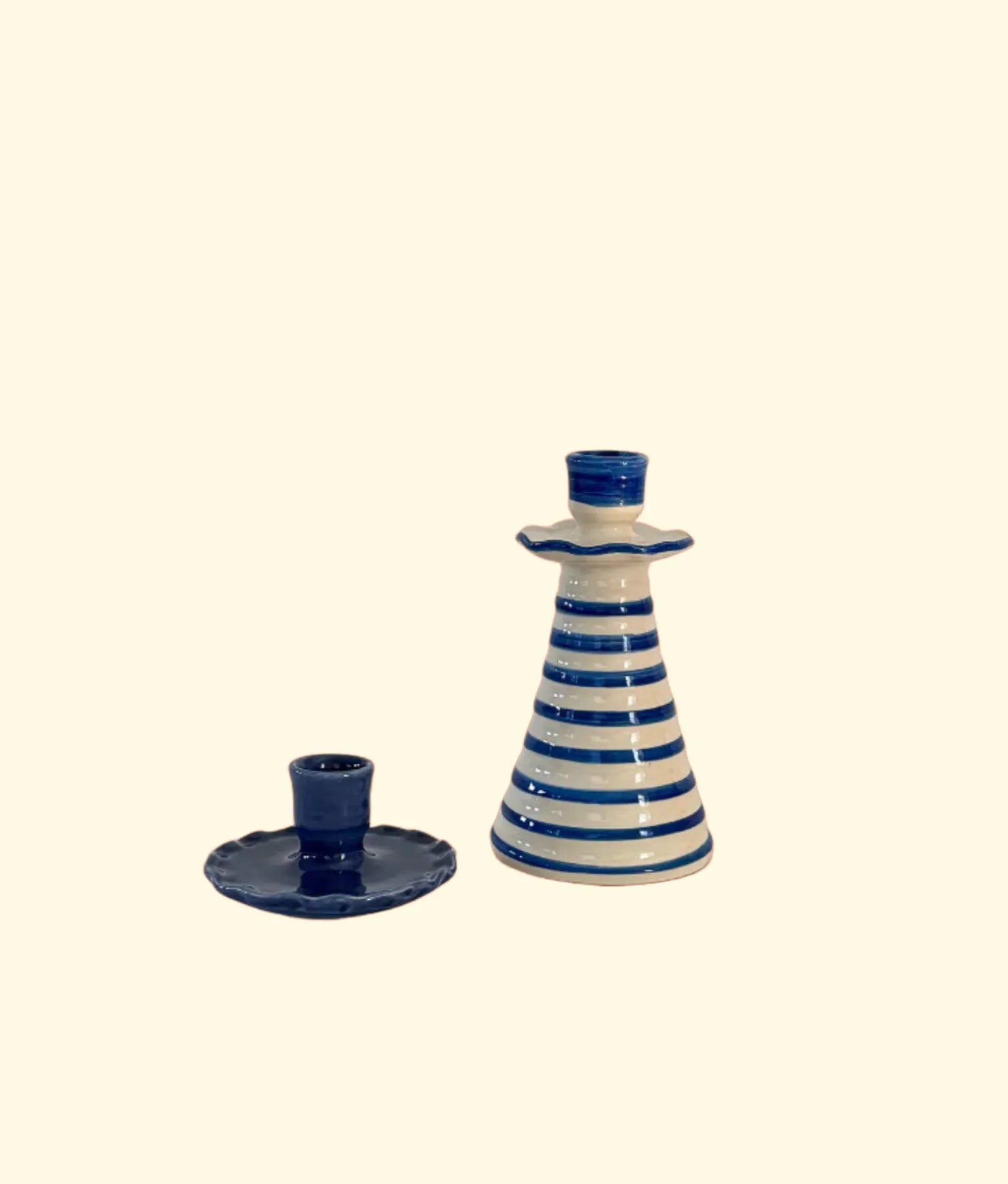 Ruffle Candleholder, Azul Stripe