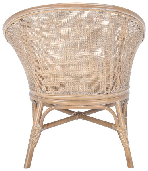 Safavieh Dustin Grey-White Wash Rattan Accent Chair W / Cushion