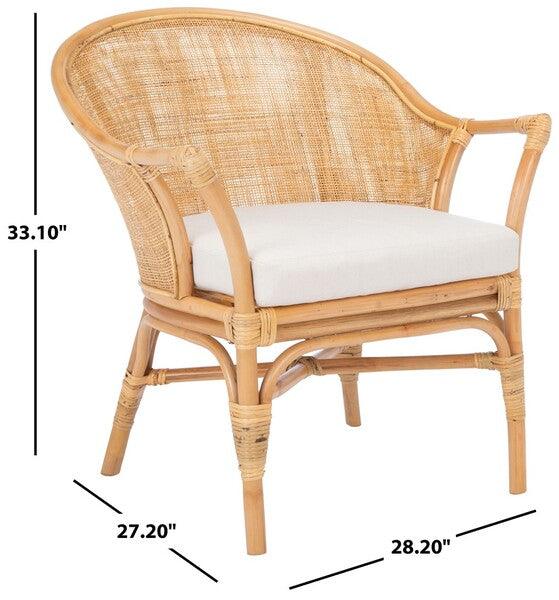 Safavieh Dustin Natural Rattan Accent Chair W / Cushion