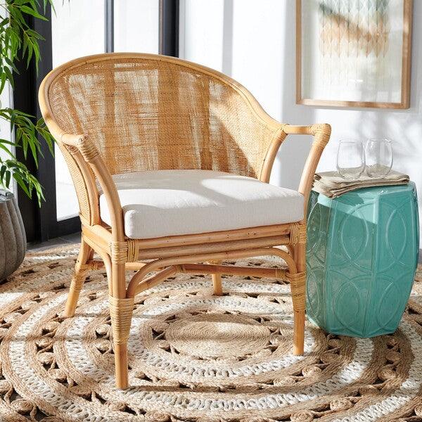 Safavieh Dustin Natural Rattan Accent Chair W / Cushion