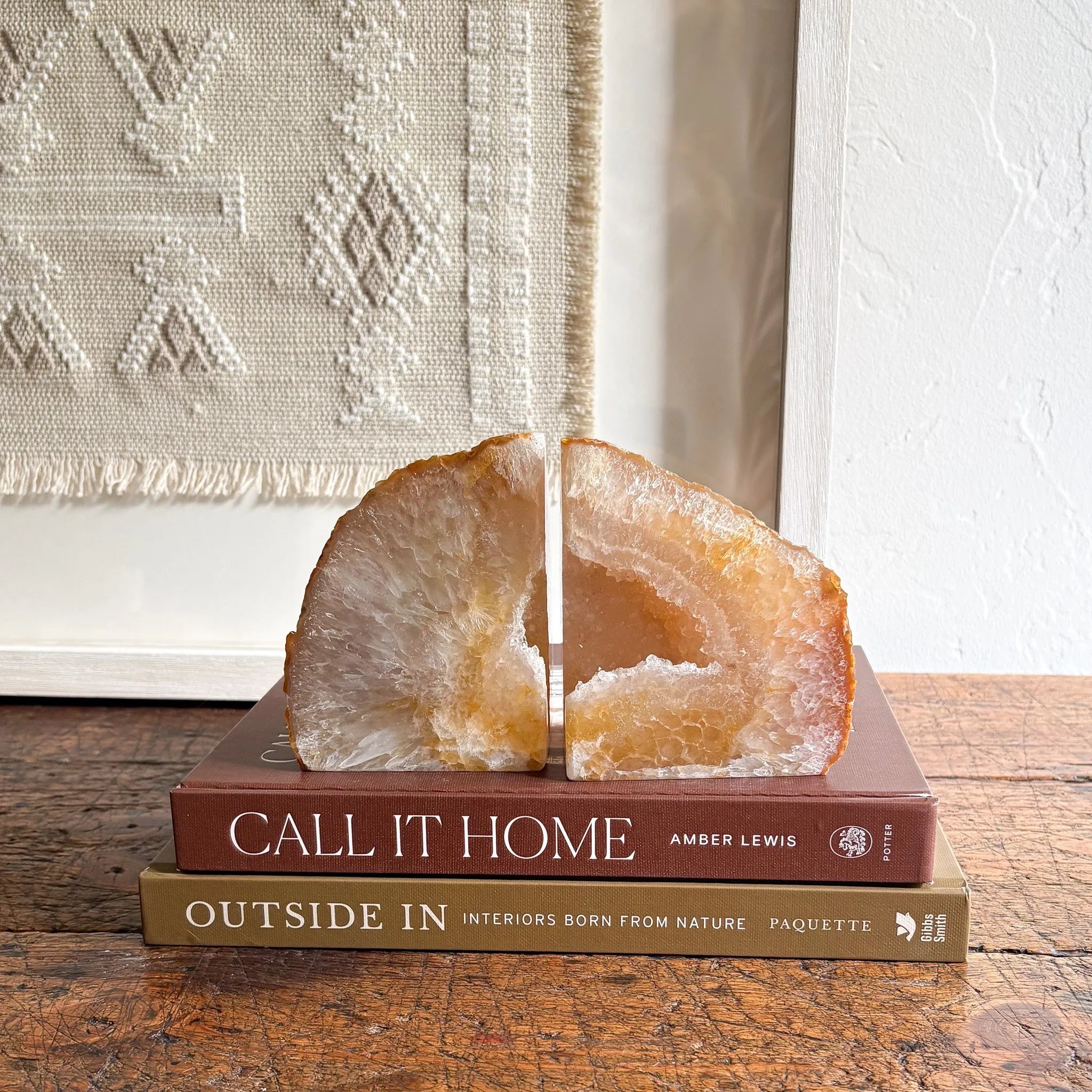 Natural Agate Druzy Bookend Pair