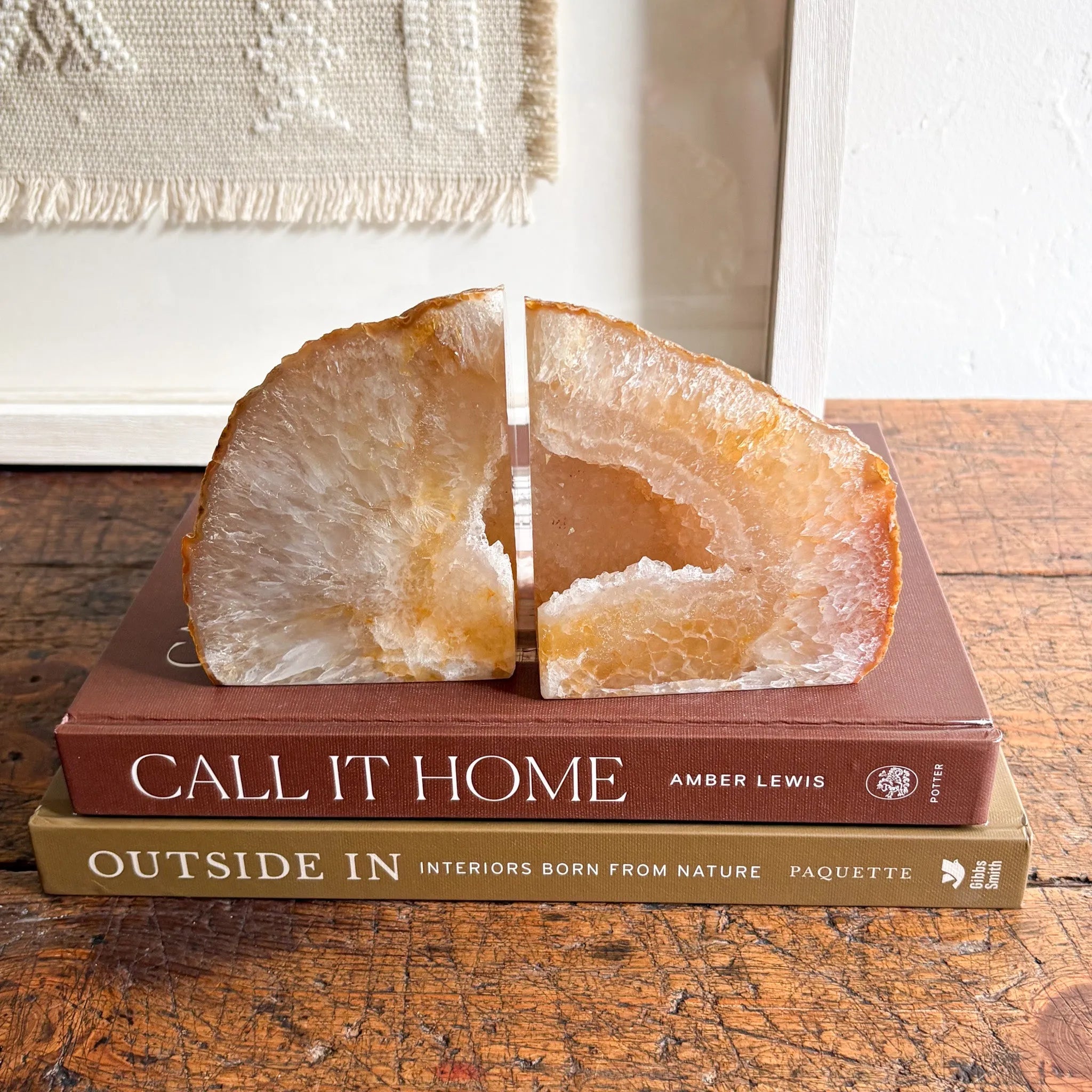 Natural Agate Druzy Bookend Pair