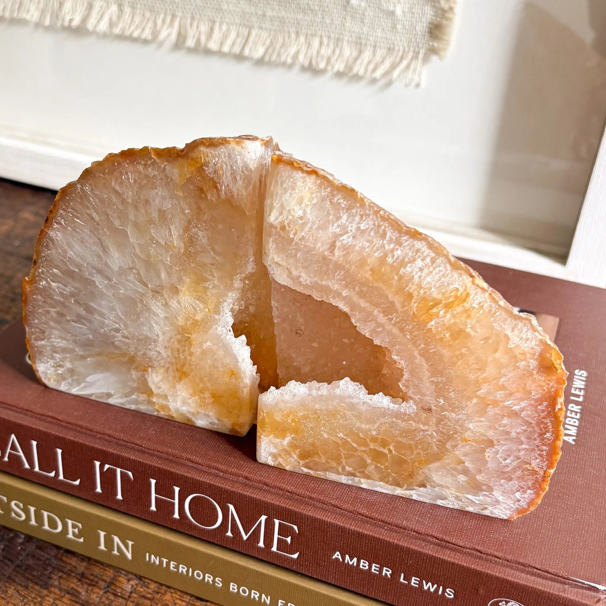 Natural Agate Druzy Bookend Pair