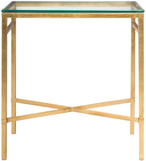 Safavieh Viggo Antique Gold Gilt Accent Table with Glass Top