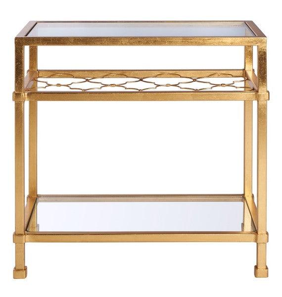 Safavieh Hanzel Gold Leaf Glass Side Table