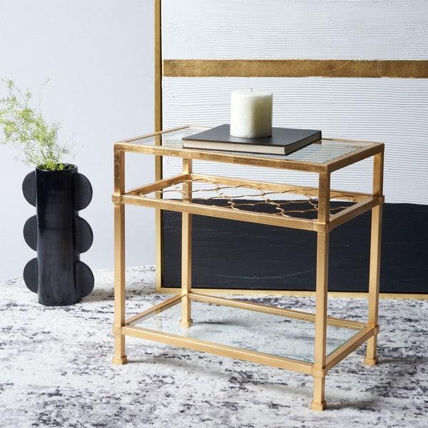 Safavieh Hanzel Gold Leaf Glass Side Table