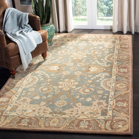 Anatolia Wool Pile Rug in Teal and Camel