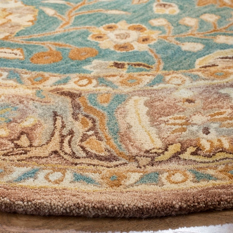 Anatolia Wool Pile Rug in Teal and Camel