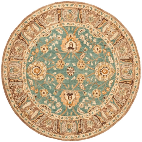 Anatolia Wool Pile Rug in Teal and Camel