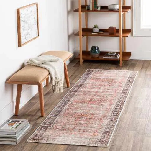 Rust Anahawan Distressed Washable Area Rug - Clearance