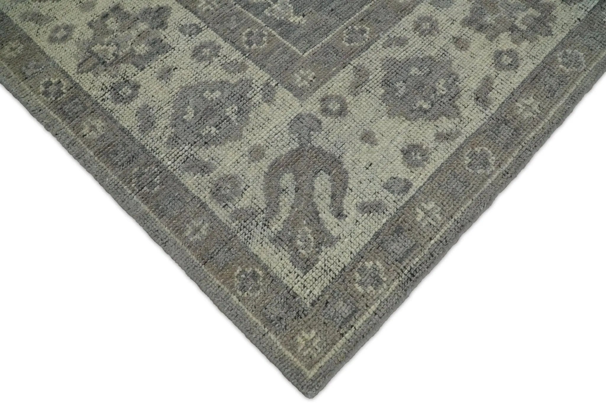 Custom Made Vintage Distressed Hand Knotted Serapi Gray and Beige Traditional Antique Area Rug