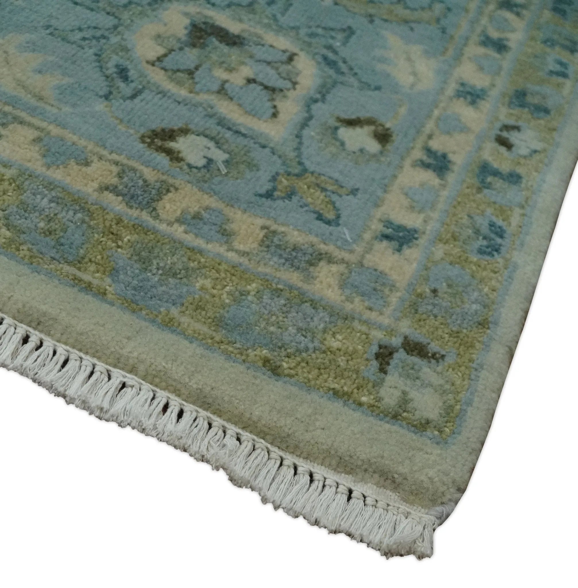 Antique Fine 8x10 Hand Knotted Beige and Blue Traditional Vintage Persian Wool Rug | TRDCP828810