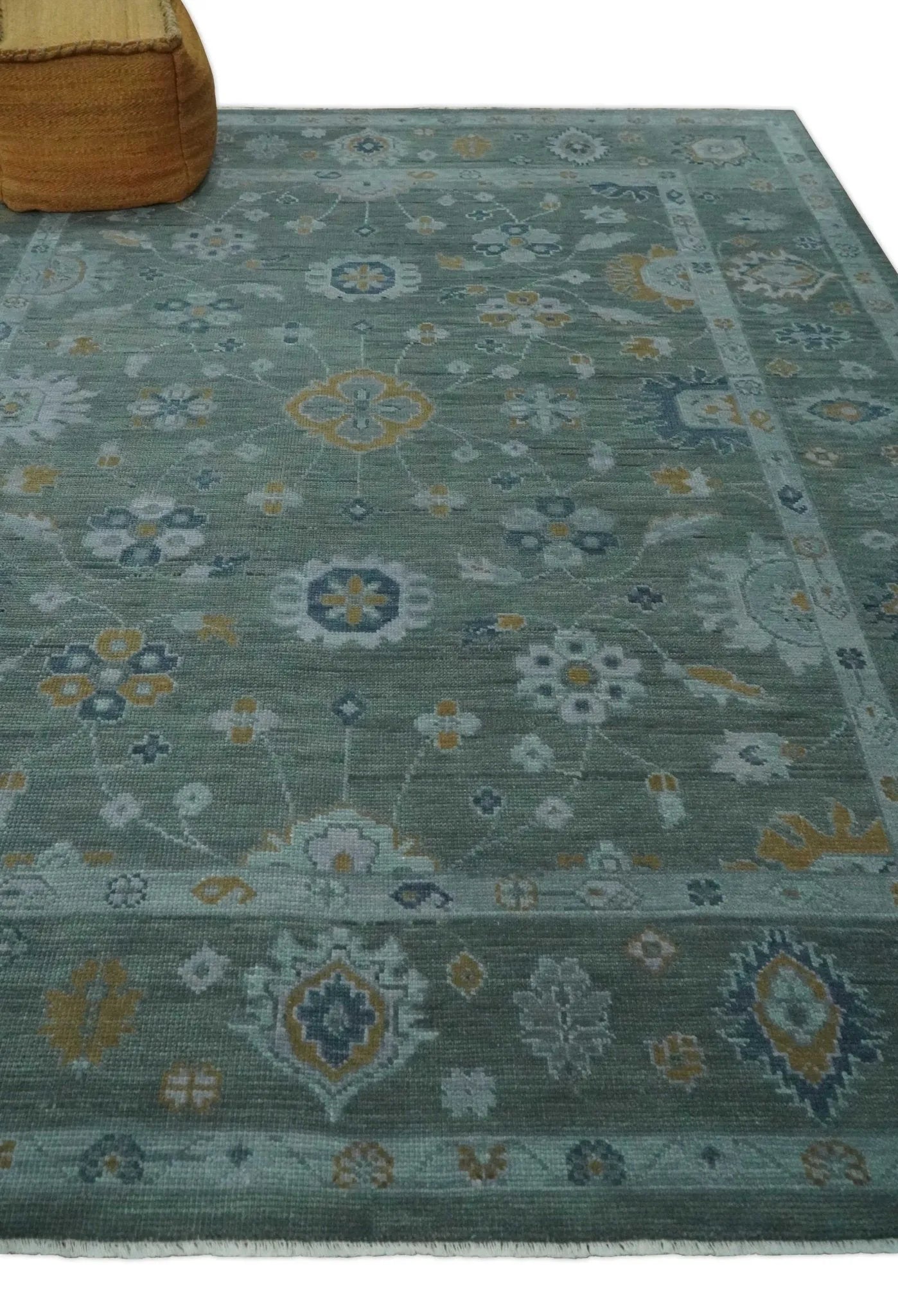 Antique Finish Gray Hand knotted Traditional Oushak Custom Made wool Area Rug