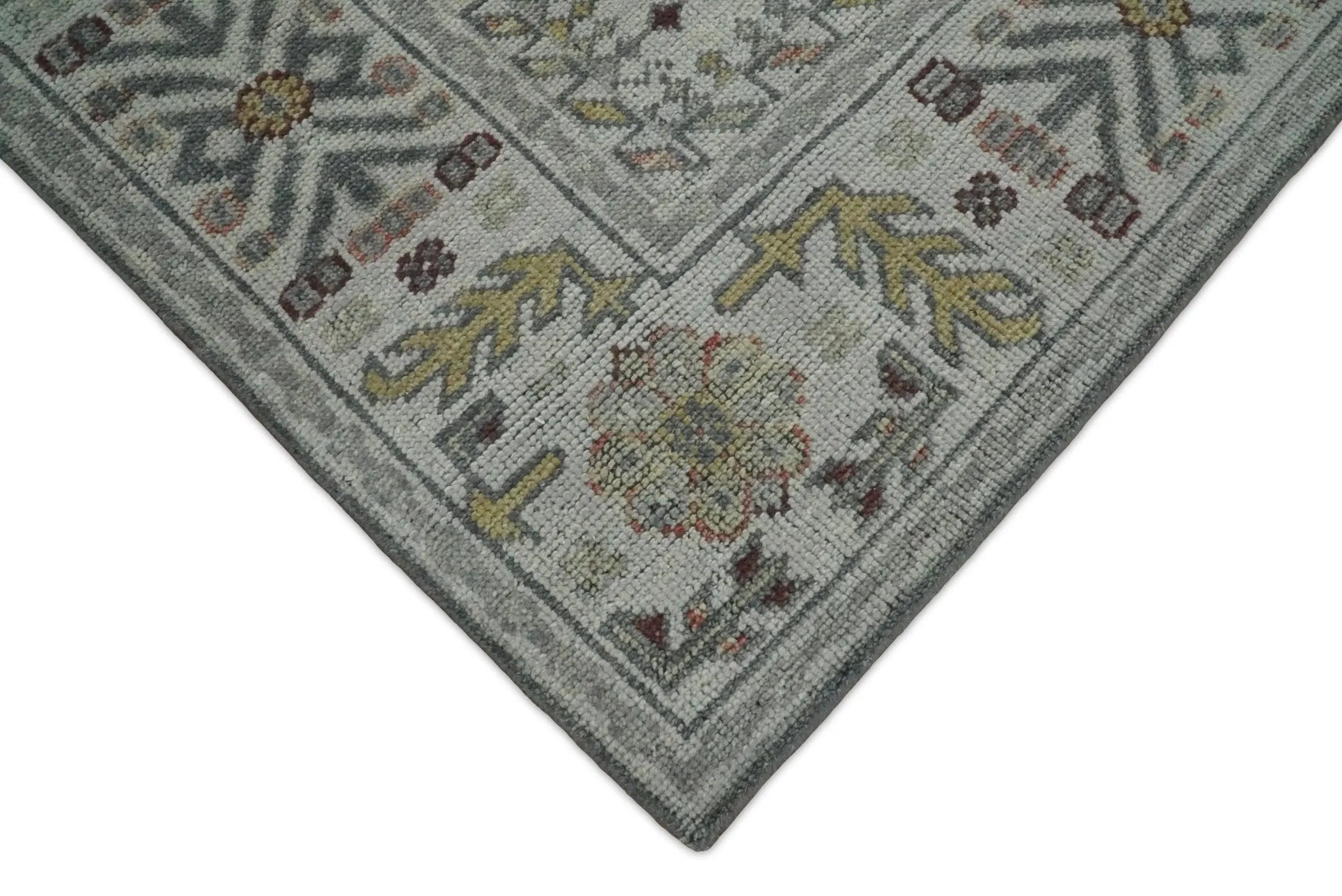 Vintage Distressed Turkish Hand Knotted Serapi Silver, Gray and Olive Traditional Custom Made wool Area Rug