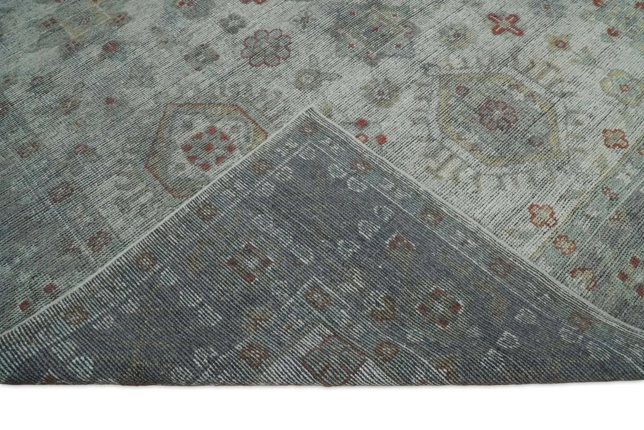 Vintage Distressed Hand Knotted Serapi Silver and Rust Traditional Antique Custom Made Area Rug