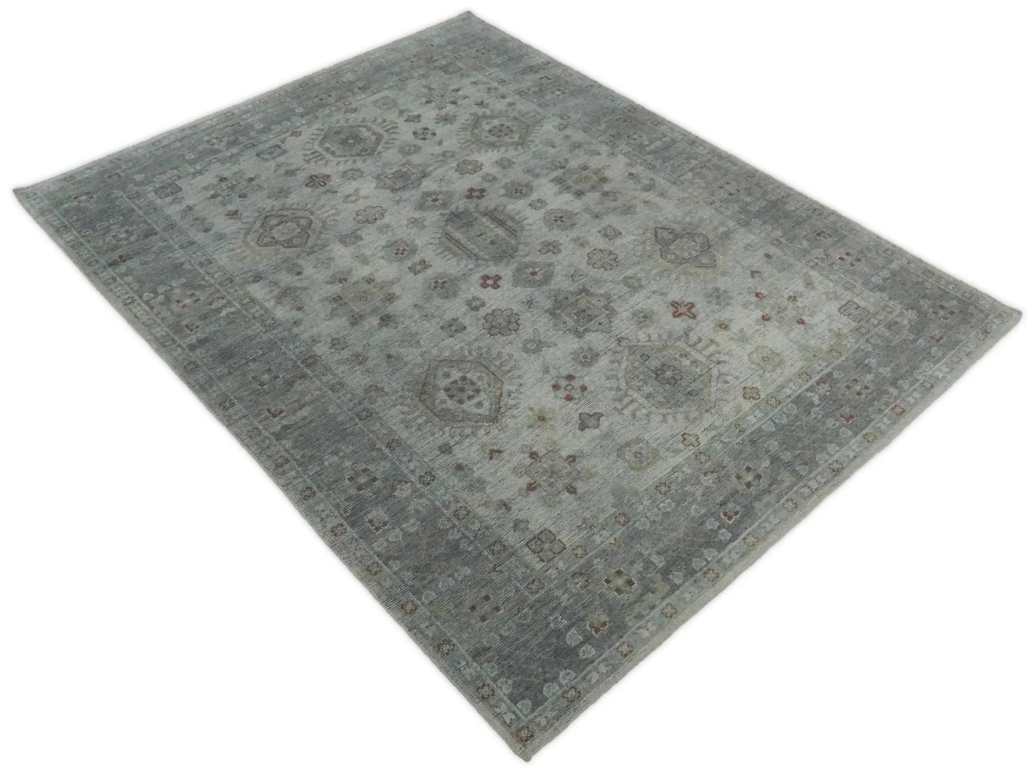 Vintage Distressed Hand Knotted Serapi Silver and Rust Traditional Antique Custom Made Area Rug