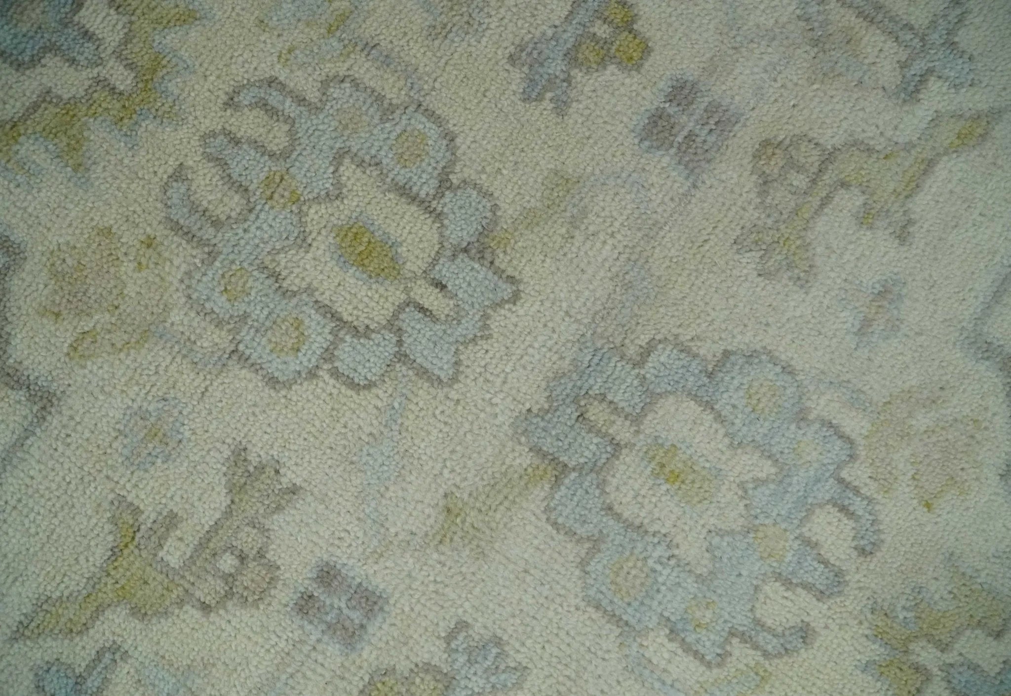 Antique look Beige and Gray Hand knotted Custom Made Oushak wool Area Rug