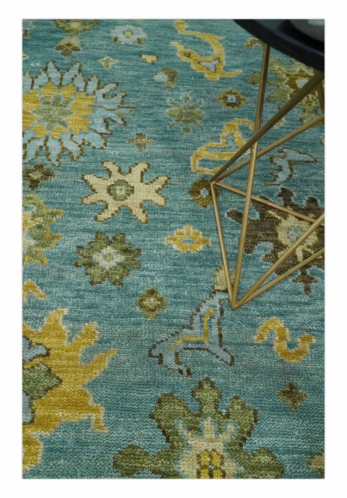 Antique Moss Blue Wool Hand Knotted Traditional Oriental Oushak Multi size Wool Area Rug