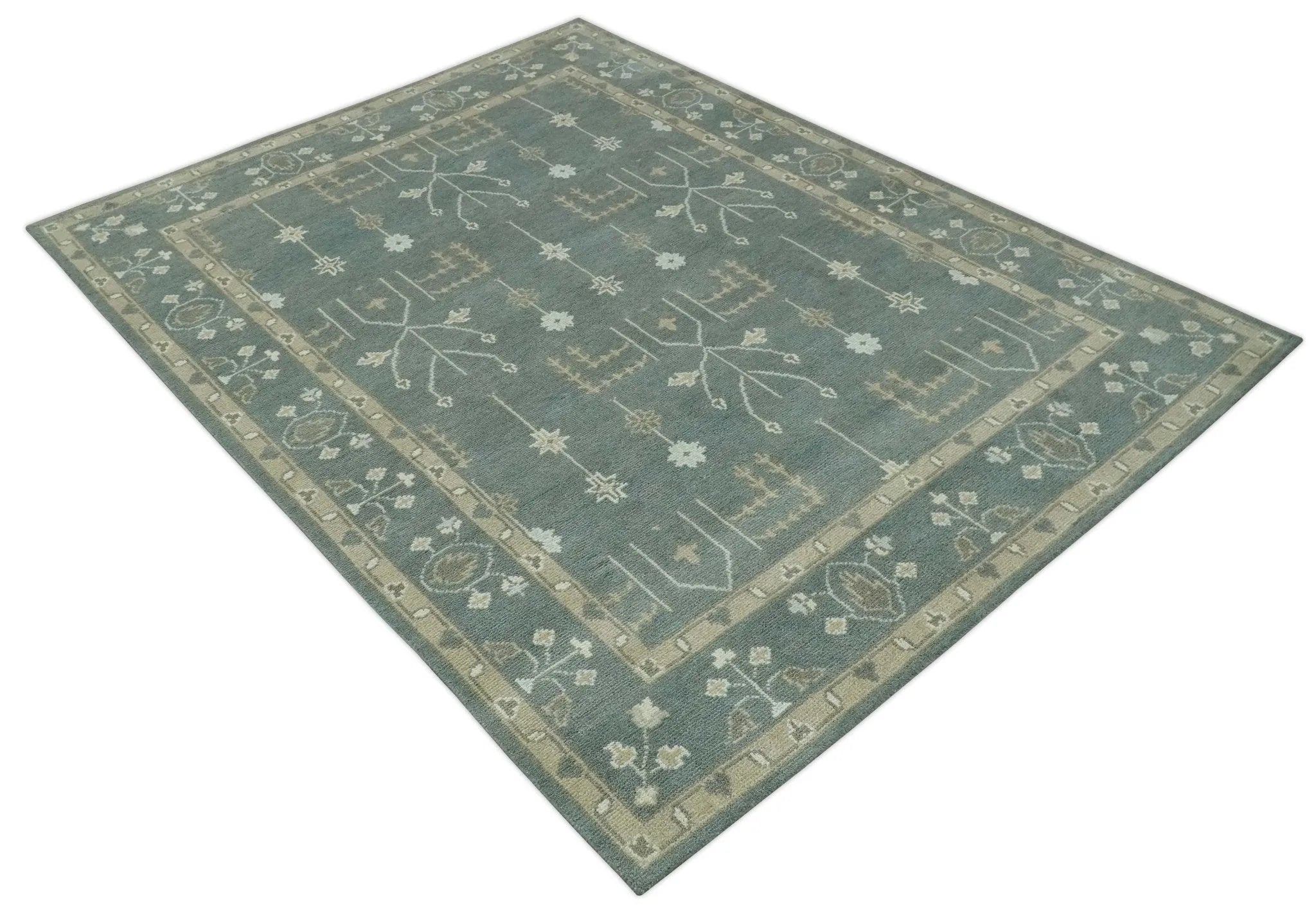 Antique Style Tree of life Gray, Beige and Silver Traditional Hand Knotted Custom Made wool Area Rug