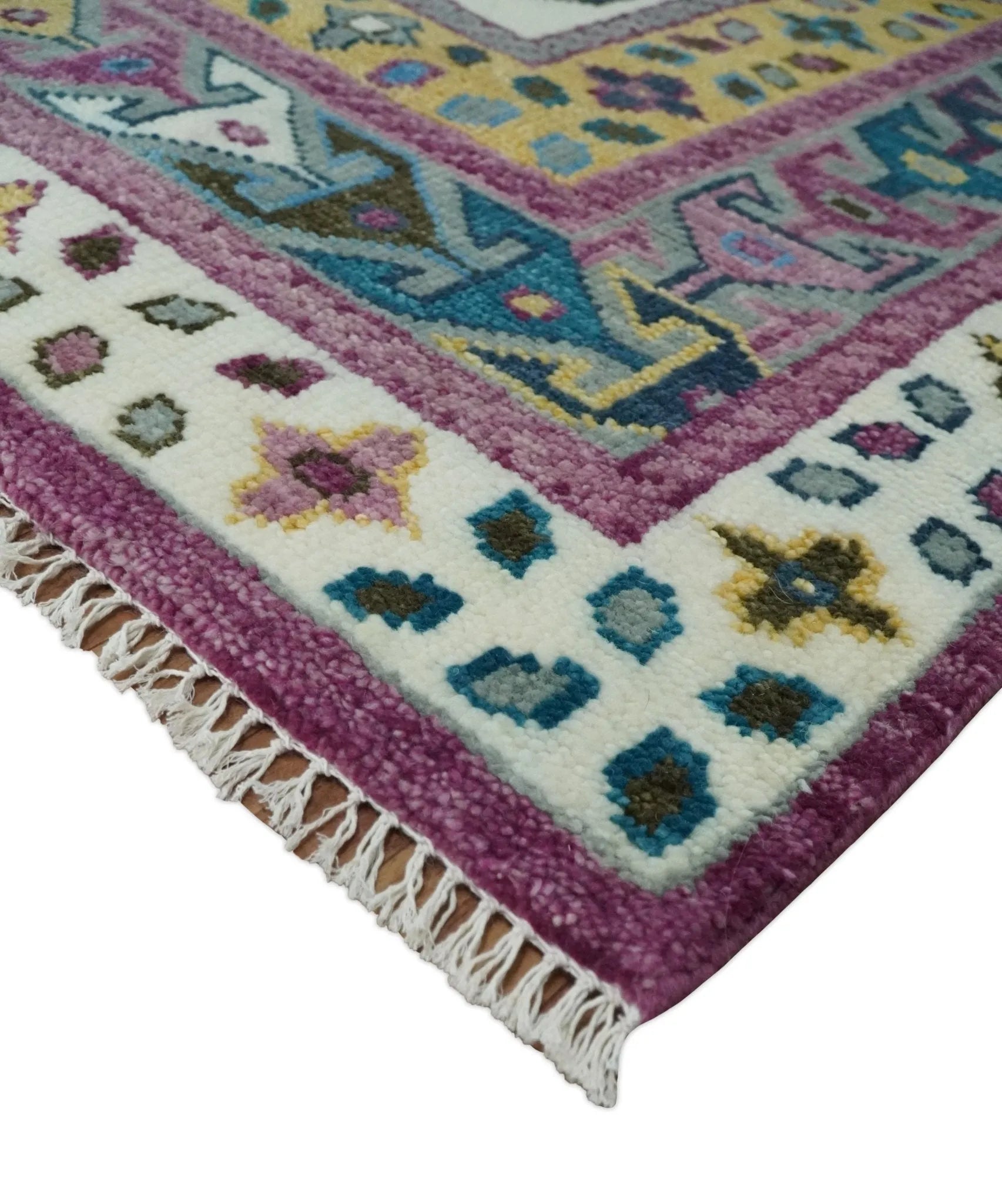 Ivory, Gold and Pink Hand knotted Traditional Boteh Design Multi size wool Area Rug