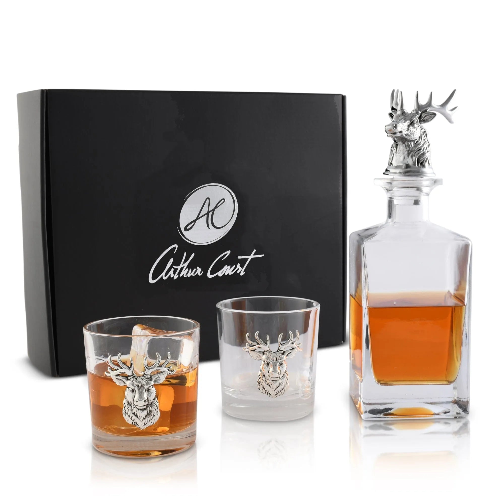 Elk / Deer Bust Decanter Set with Glasses