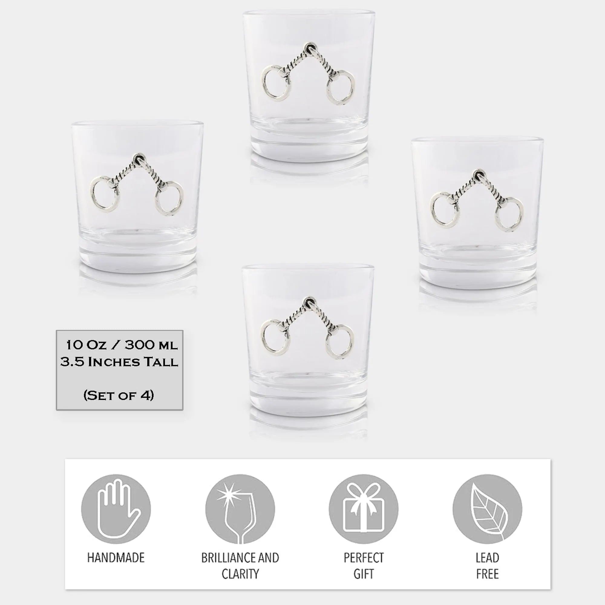 Equestrian Bit Bar Glasses Set of 4