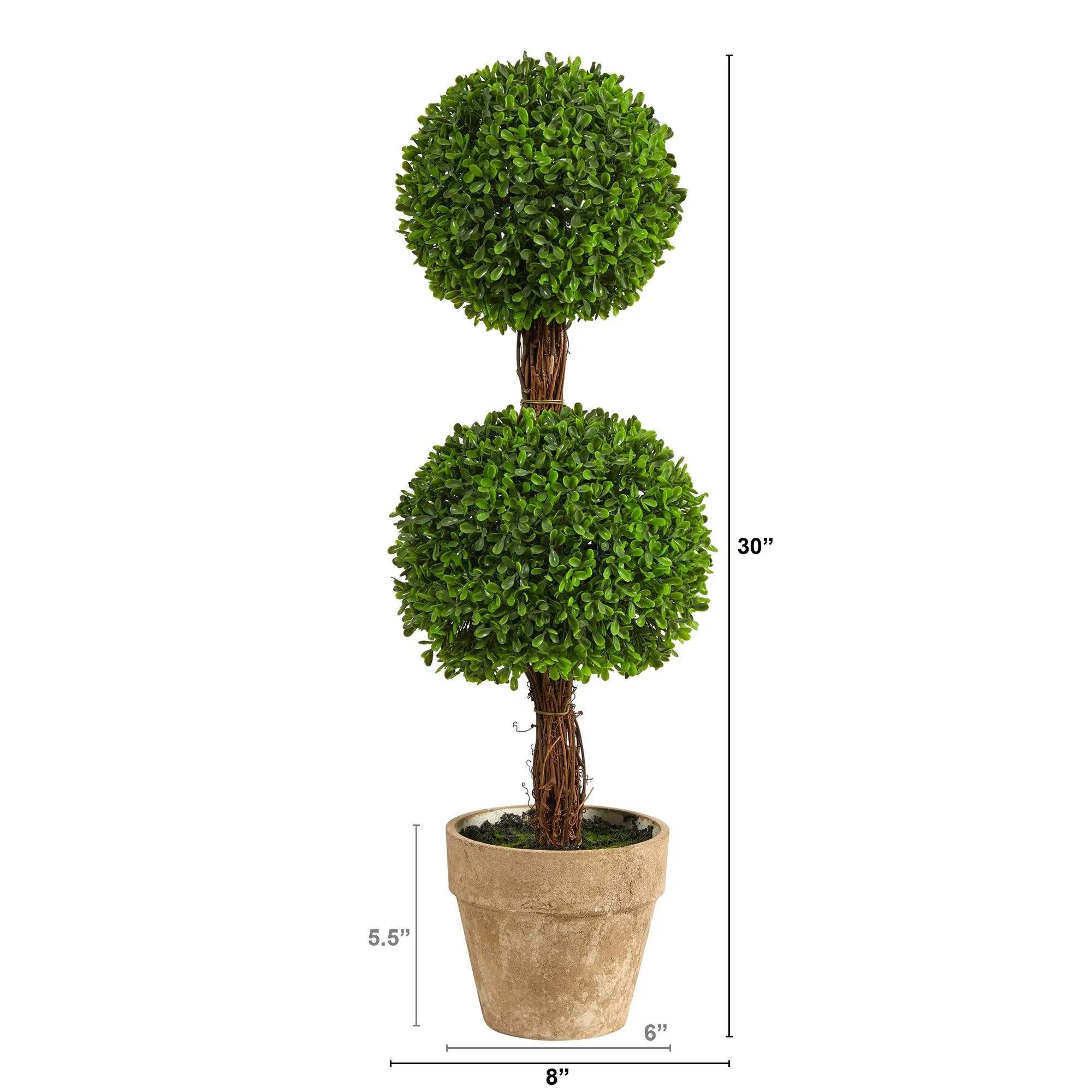 2.5’ Boxwood Double Ball Topiary Artificial Tree (Indoor/Outdoor)