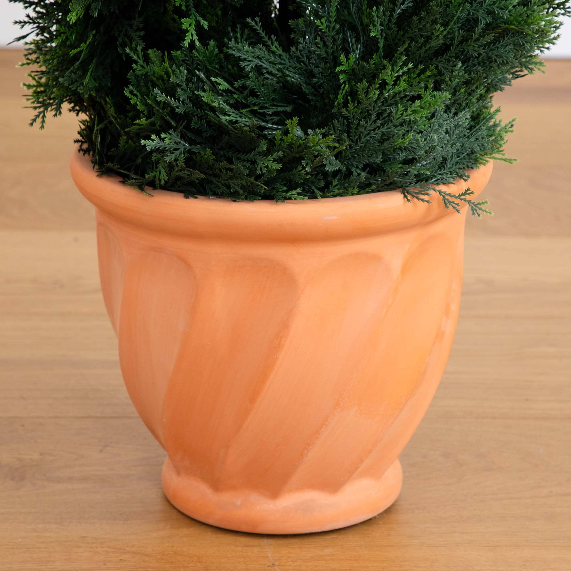 4.5’ Double Cypress Topiary Artificial Tree in Terracotta Planter (Indoor or Outdoor)