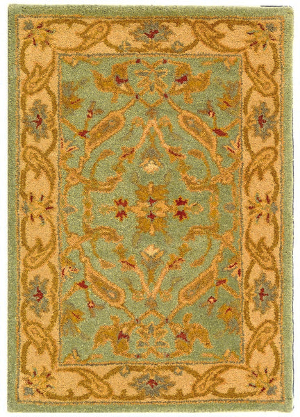 Antiquity Wool Rug in Teal and Beige