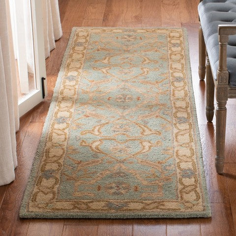 Antiquity Wool Rug in Teal and Beige