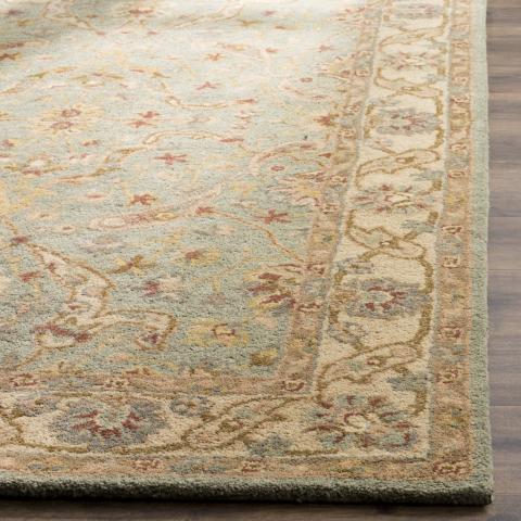 Antiquity Wool Rug in Teal and Beige