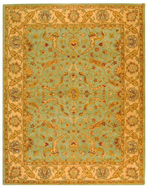 Antiquity Wool Rug in Teal and Beige