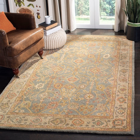 Antiquity Wool Rug in Blue and Ivory