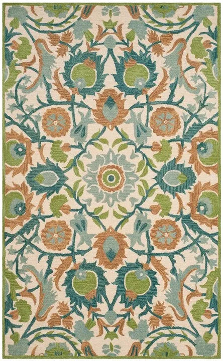 Antiquity Wool Rug in Ivory and Green