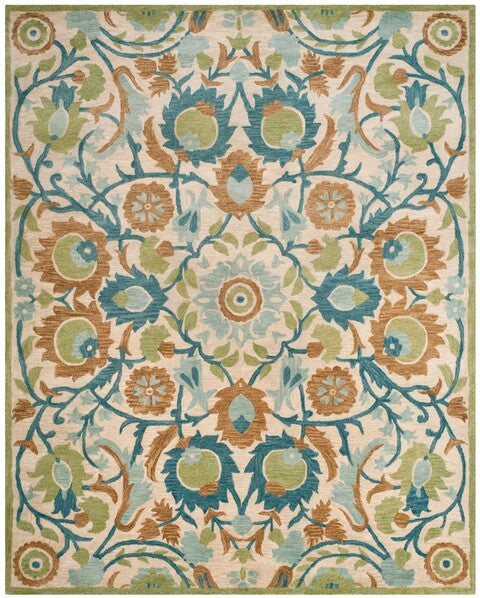 Antiquity Wool Rug in Ivory and Green