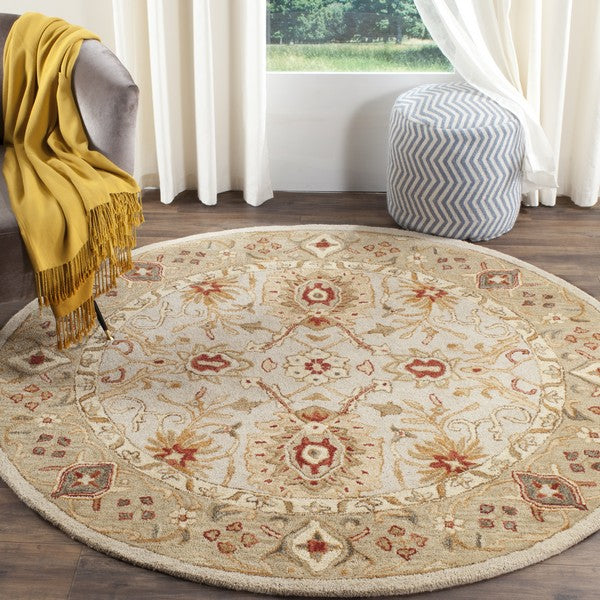 Antiquity Wool Rug in Gray Beige and Sage