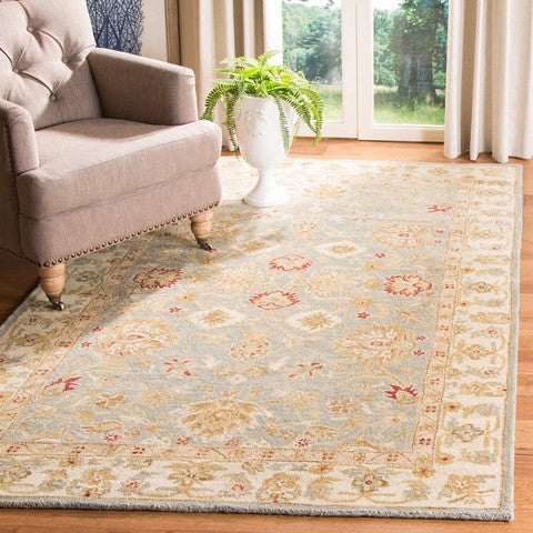 Antiquity Wool Rug in Gray Blue and Beige