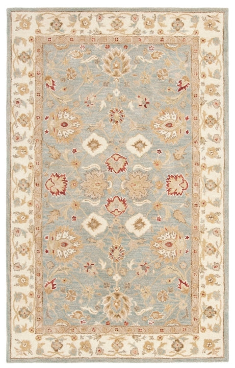 Antiquity Wool Rug in Gray Blue and Beige