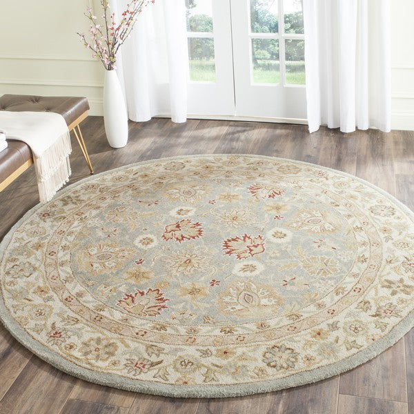 Antiquity Wool Rug in Gray Blue and Beige