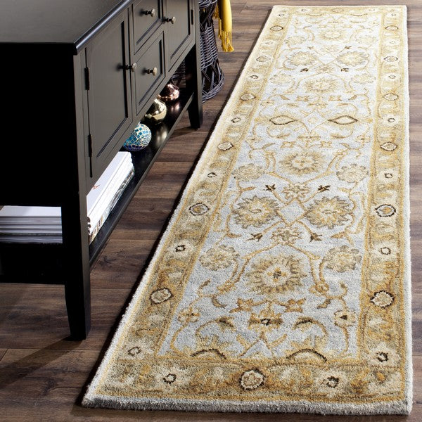 Antiquity Wool Rug in Light Blue and Sage