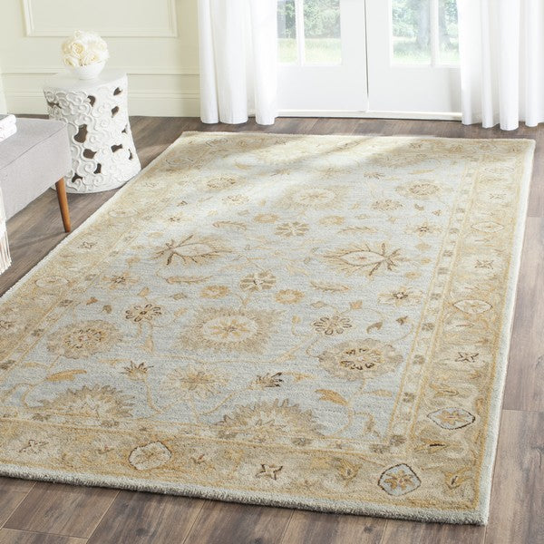 Antiquity Wool Rug in Light Blue and Sage