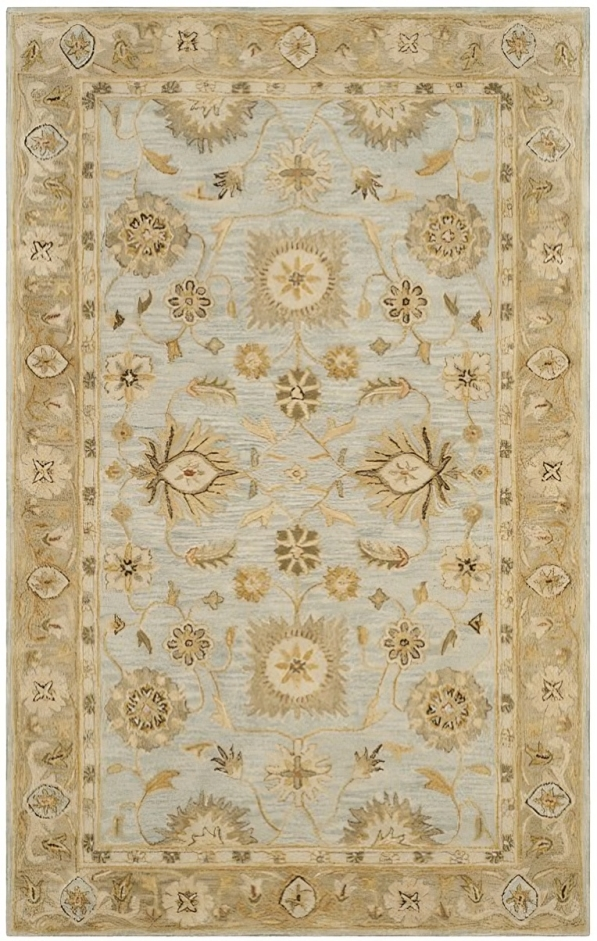 Antiquity Wool Rug in Light Blue and Sage