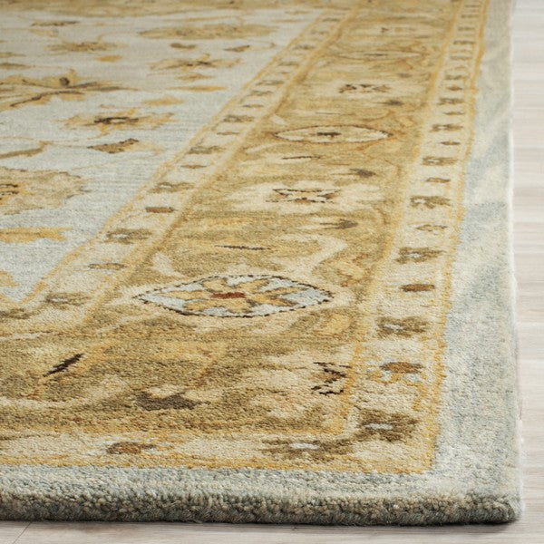 Antiquity Wool Rug in Light Blue and Sage