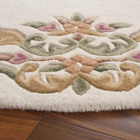 Aubusson Wool Rug in Ivory and Green