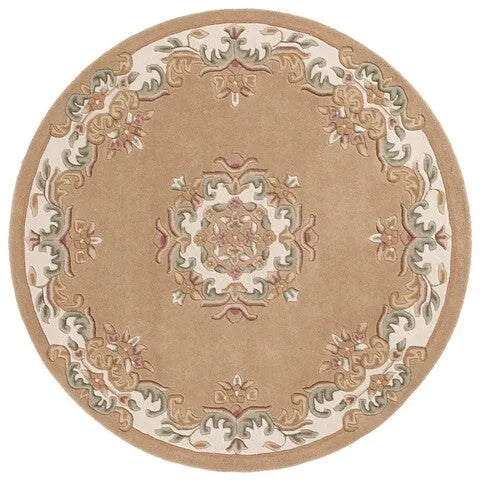 Aubusson Wool Rug in Beige and Ivory