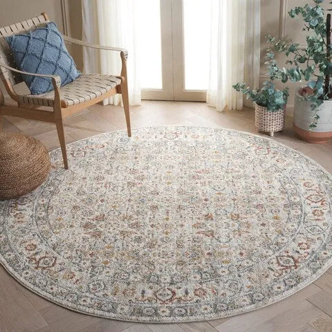 Avalon Polyester Rug in Ivory and Light Blue