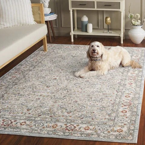 Avalon Polyester Rug in Light Blue and Ivory