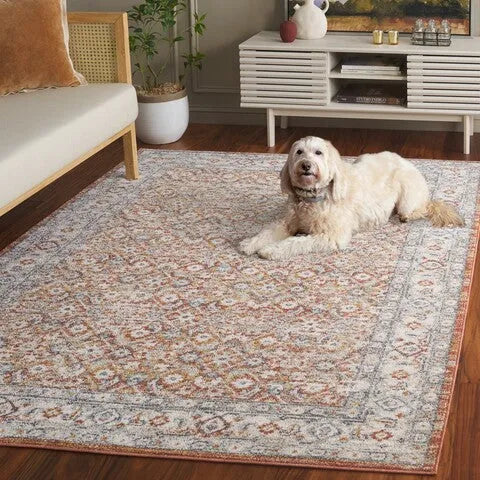 Avalon Polyester Rug in Rust and Gray