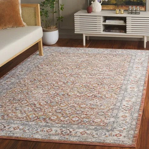 Avalon Polyester Rug in Rust and Gray