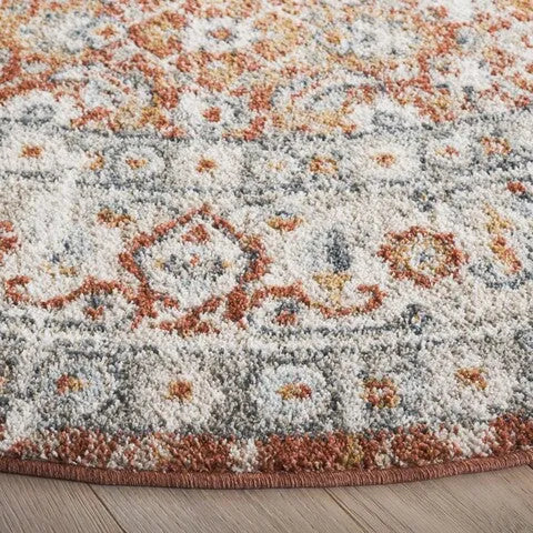 Avalon Polyester Rug in Rust and Gray